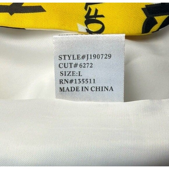 WHY Dress Rare Graffiti Print Jacket White Yellow Black Pockets 2 Buttons, Large - Picture 11 of 11